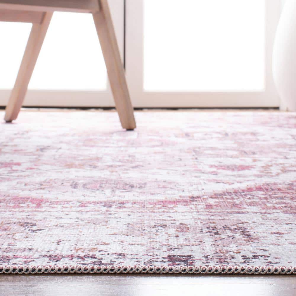 Ivory and Rust Hand-Knotted Washable Square Rug