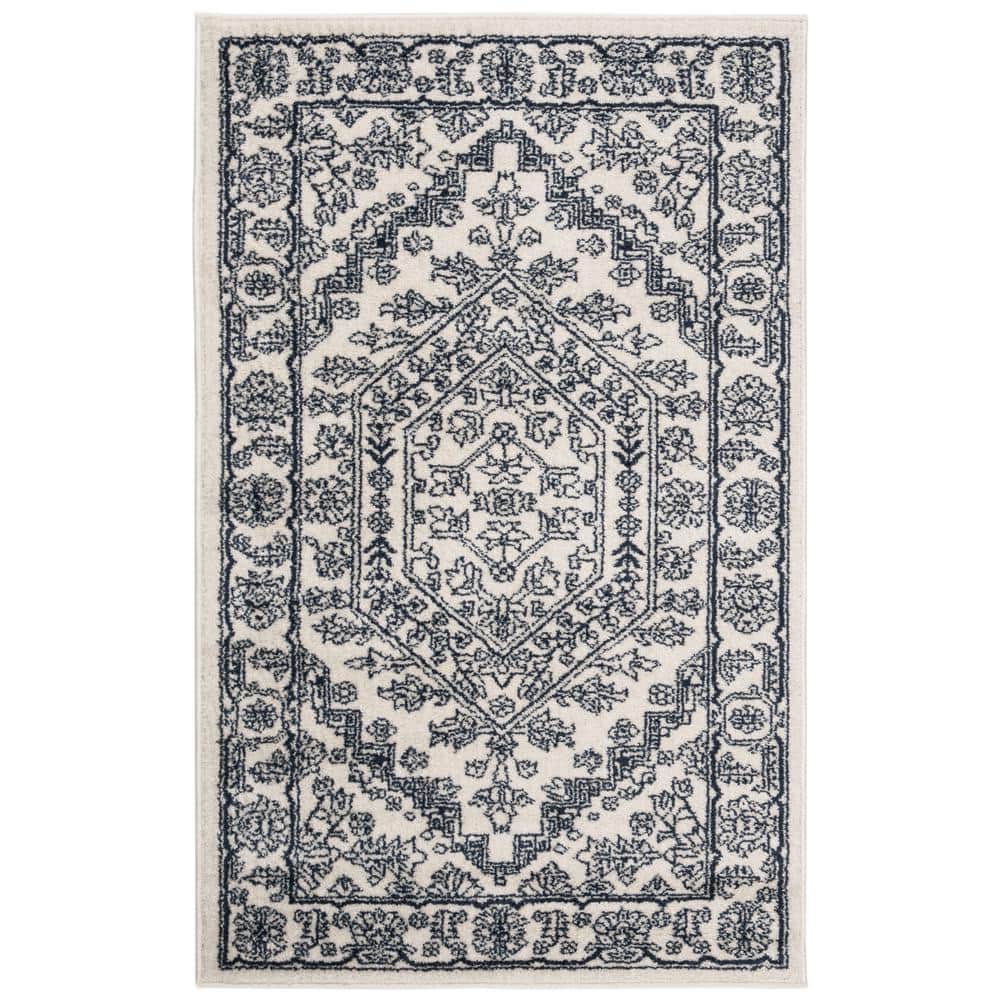 Adirondack Ivory/Navy Doormat 3 ft. x 5 ft. Border Medallion Area Rug price history on PriceWatchPro