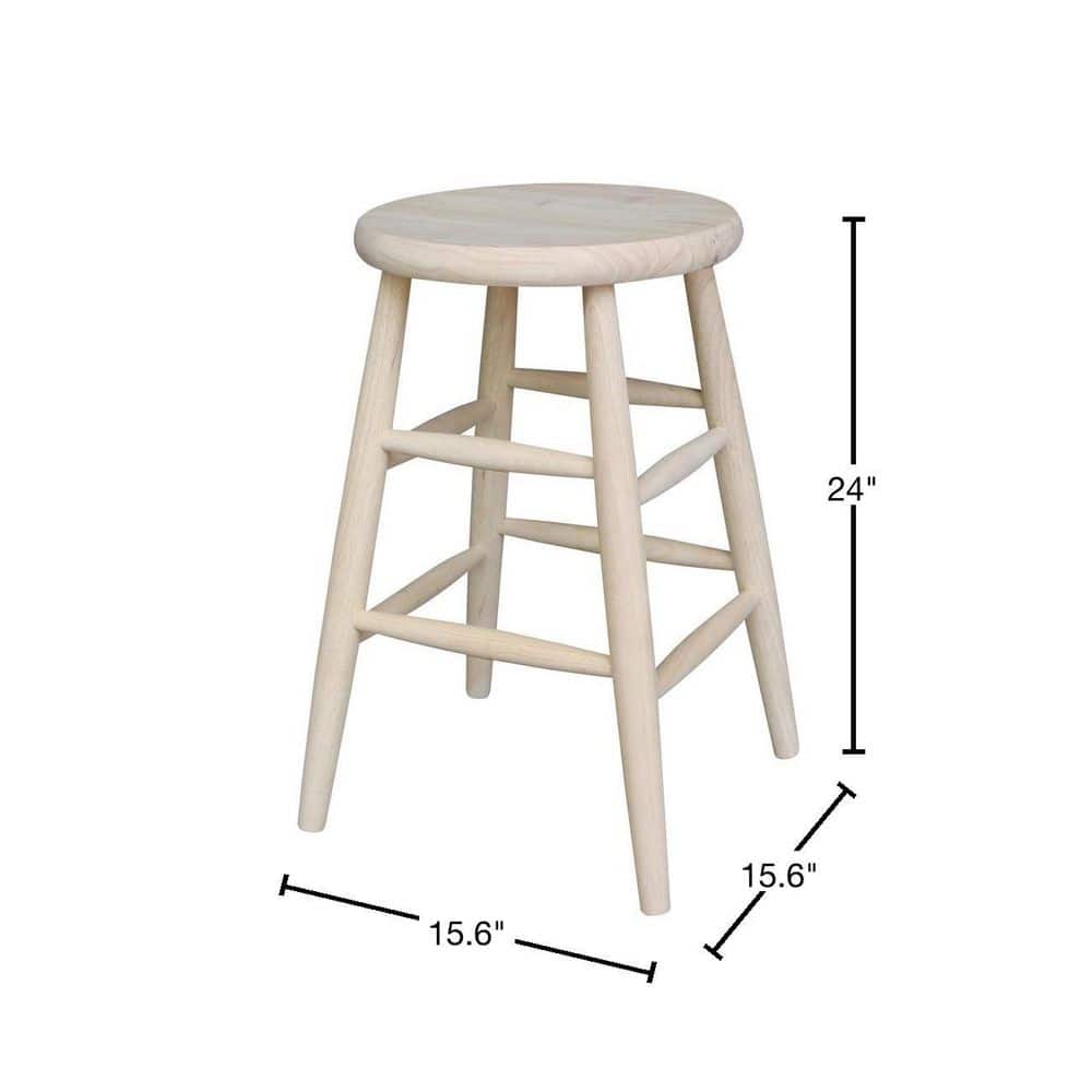 Traditional Solid Hardwood Unfinished Counter Height Stool