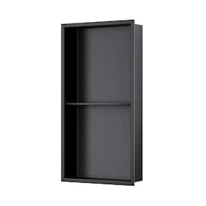 12 in. W x 24 in. H x 4 in. D Stainless Steel Double Shelf Shower Niche in Black Stainless Steel