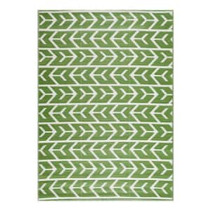 Amsterdam Green and Creme 10 ft. x 14 ft. Folded Reversible Recycled Plastic Indoor/Outdoor Area Rug-Floor Mat