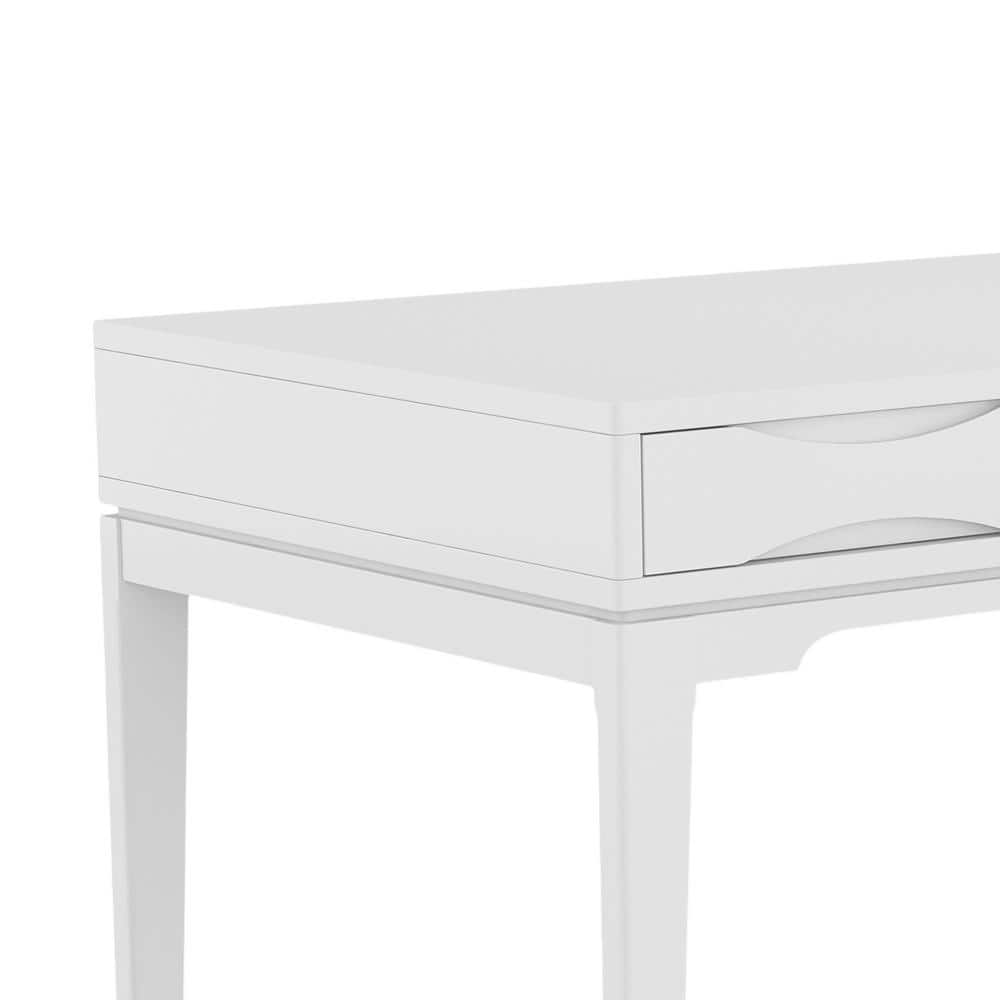 Harper White Solid Hardwood Desk with Keyboard Tray and Drawers