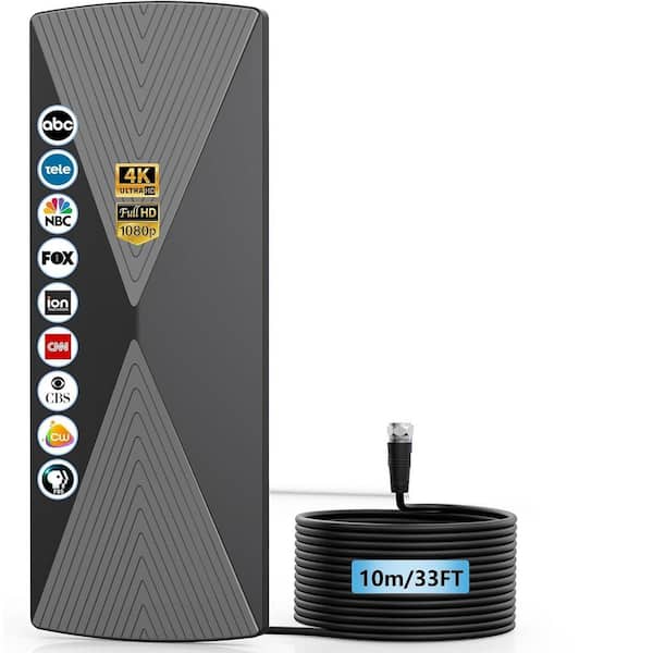 1200+ mile Reception Amplified UHF, HDTV and 4K Digital Indoor Antenna with Signal Booster for Smart TV and Older Tvs