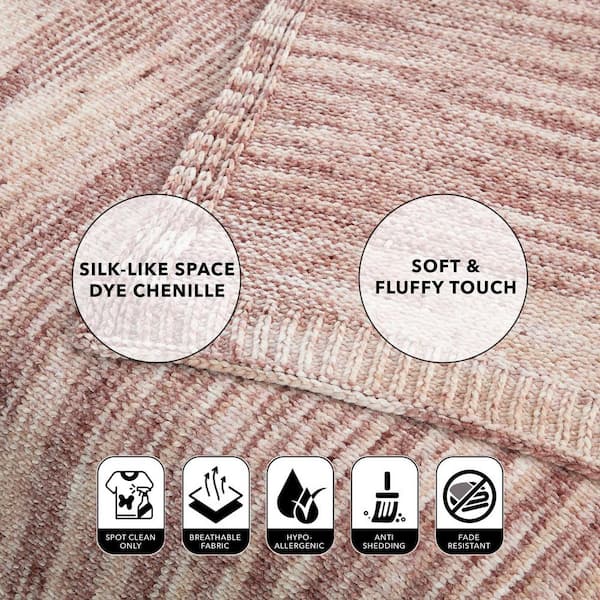 COZY TYME Darryl Blush Space Dye Chenille Polyester 50 in. x 60 in