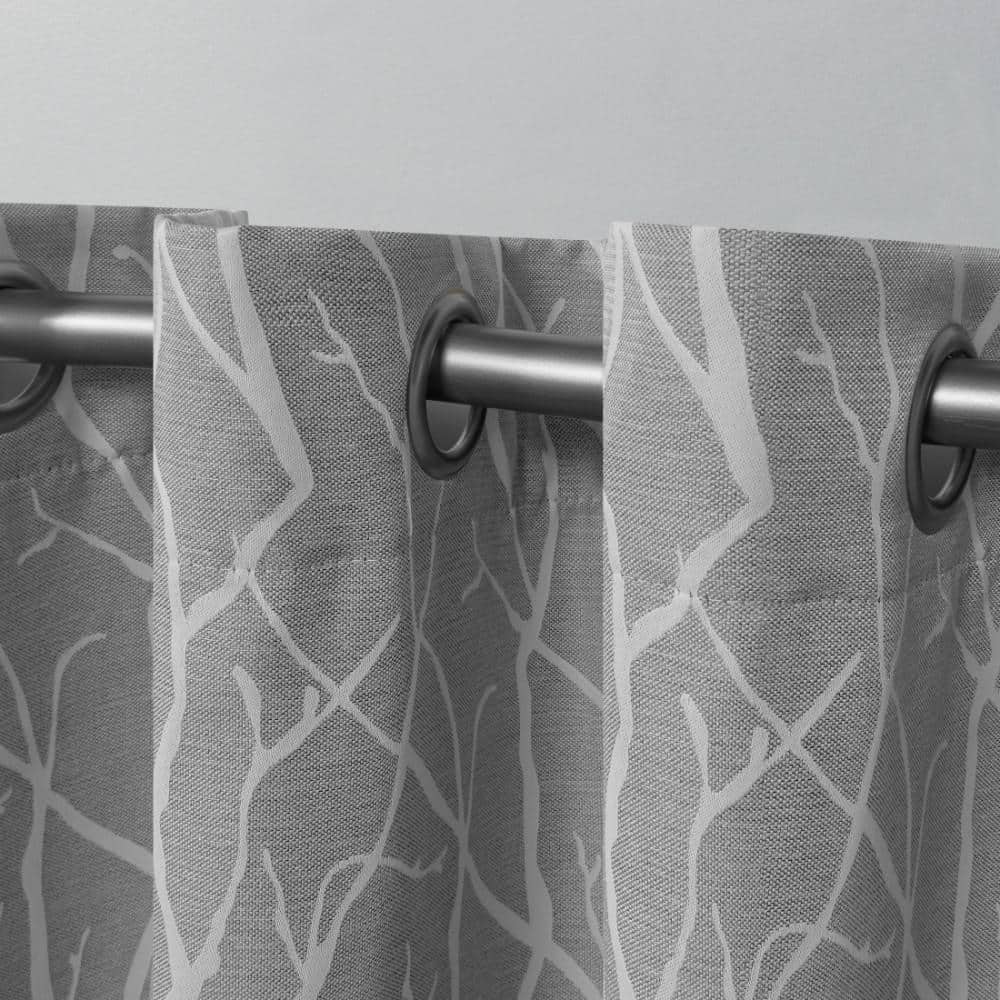 Ash Grey Linen Look Blackout Grommet Window Panel Pair