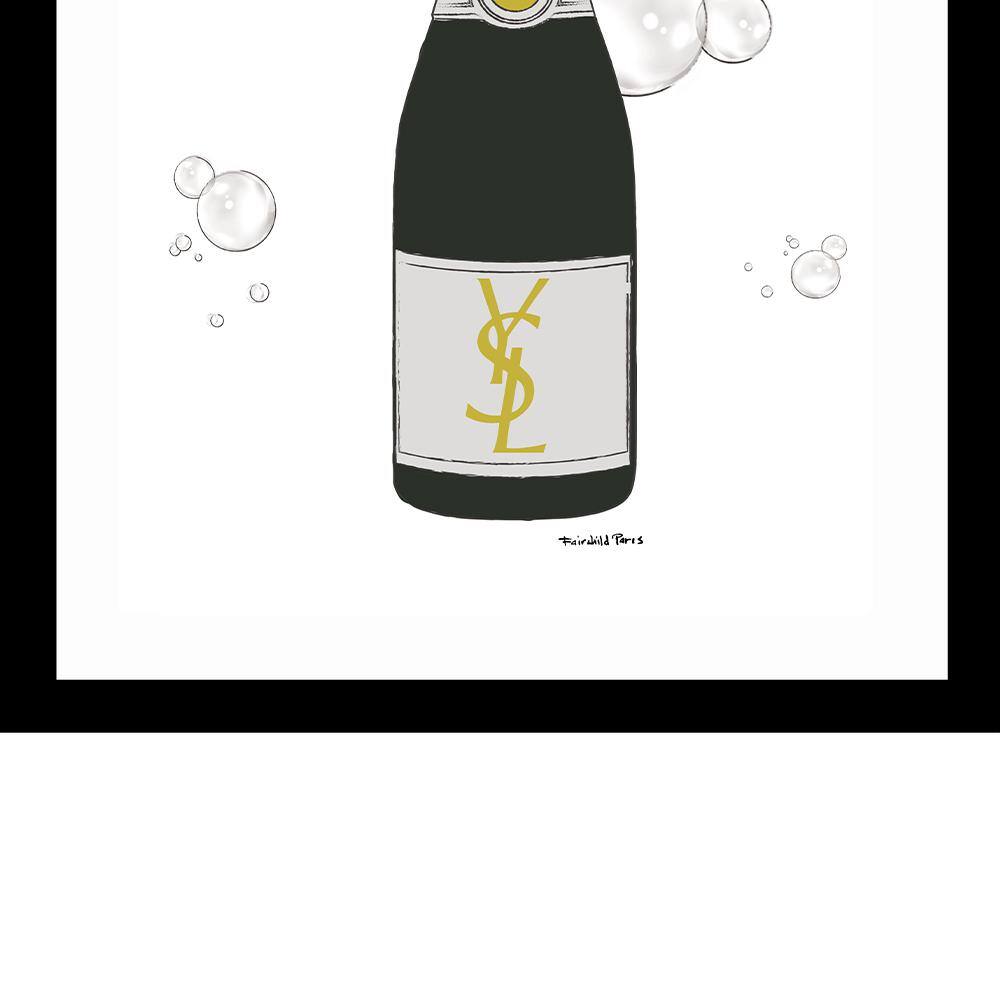 Black Framed Abstract Champagne Bottle Print for Kids