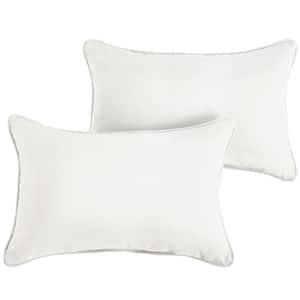 Sunbrella Canvas Ivory Rectangular Outdoor Corded Lumbar Pillows (2-Pack)