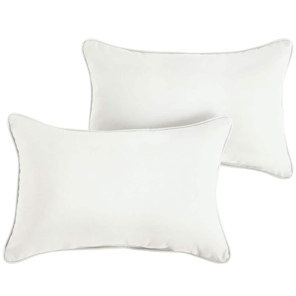 Sunbrella Canvas Ivory Rectangular Outdoor Corded Lumbar Pillows (2-Pack)