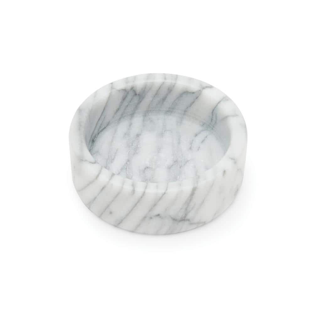 Elegant White Marble Wine Bottle Coaster with Protective Pad