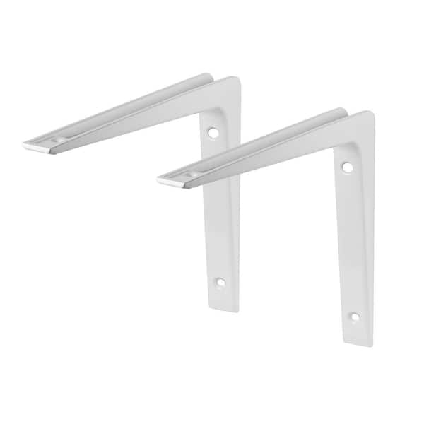 PURIST 7.9 in. White Aluminum Shelf Bracket Set of 2