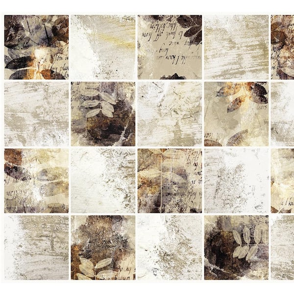 Dundee Deco 3D Falkirk Retro III 36 in. x 24 in. Gold White Faux Tile PVC Decorative Wall Paneling