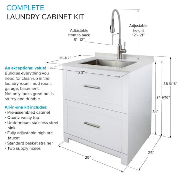 Transolid All-in-One 29 in. x 25.5 in. Stainless Steel Quartz