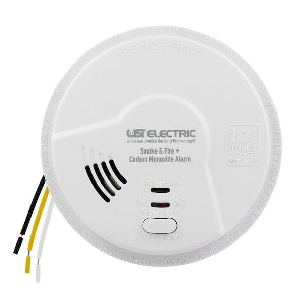 Universal Security Instruments 3-In-1 Smoke Fire and Carbon Monoxide Detector 10-Year Sealed Battery Backup Hardwired Microprocessor Intelligence