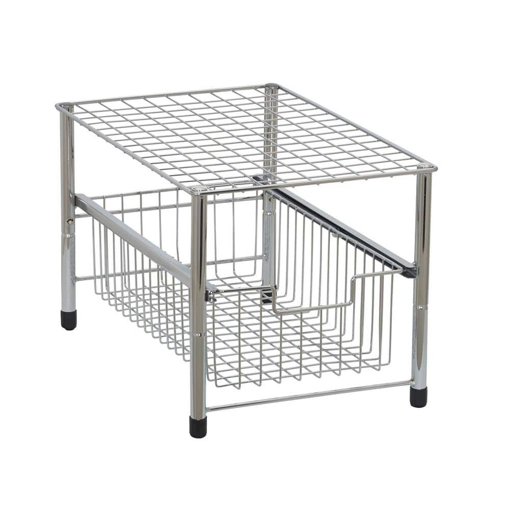 Silver Wire Cabinet With Pull Out Basket 1237 1 The Home Depot   Pull Out Cabinet Drawers 1237 1 64 1000 