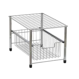 Silver Wire Cabinet with Pull Out Basket