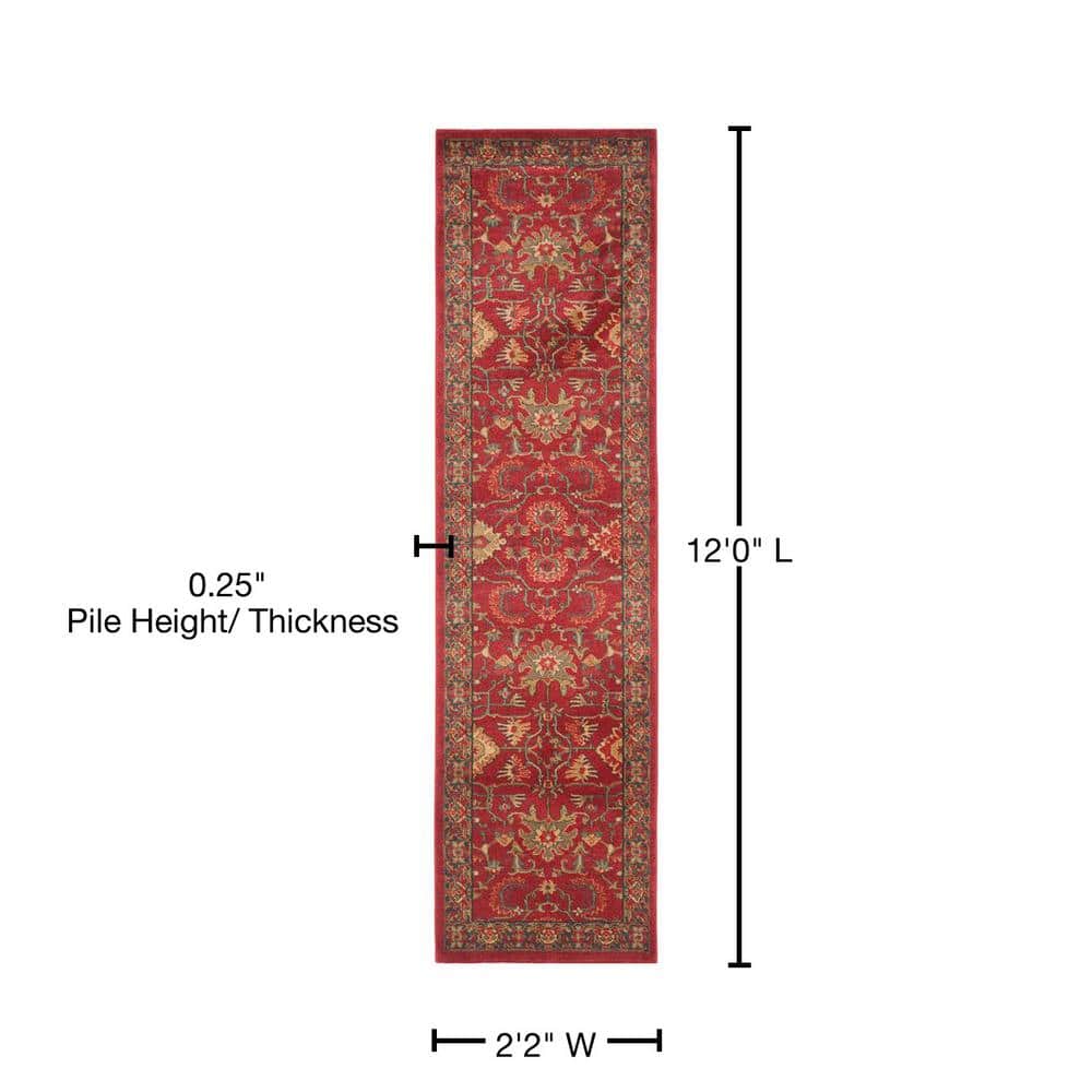 Red and Navy Traditional Reversible Runner Rug