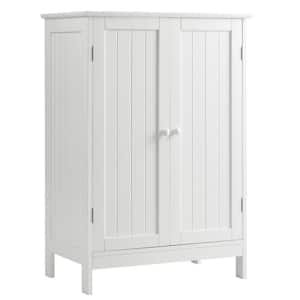 23.5 in. W White Bathroom Floor Storage Linen Cabinet with Double Door Kitchen Cupboard Shoe Cabinet