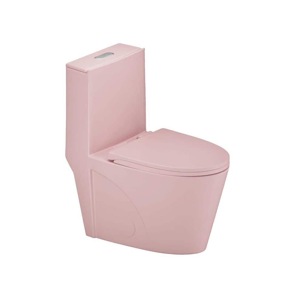 27.17 in. Modern Design Rose Pink 1.1/1.6 GPF Dual Flush 1-Piece Water-Savi