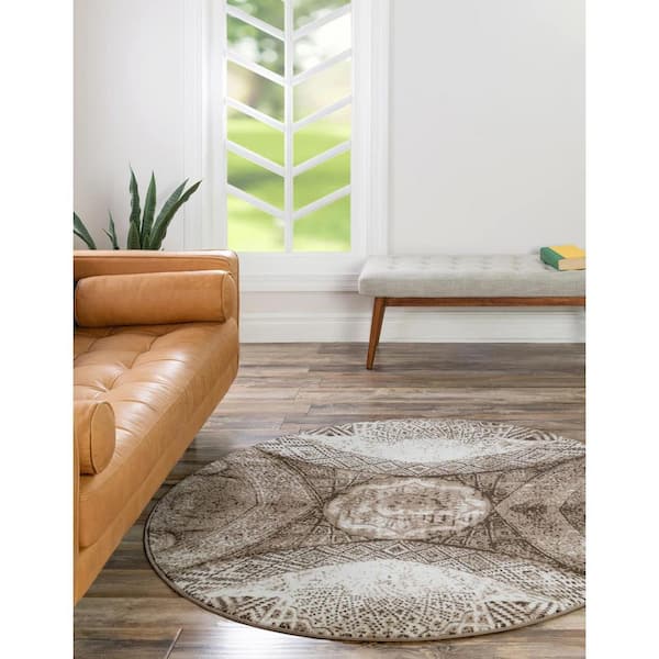 Sofia Albert Brown 7 ft. x 7 ft. Area Rug