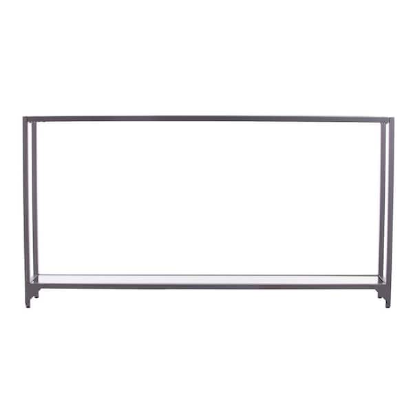 Silver Rectangle Glass Console Table, Extra Large Glass Console Table