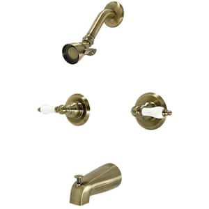 Victorian Double Handle 1-Spray Tub and Shower Faucet 2 GPM with Corrosion Resistant in Antique Brass