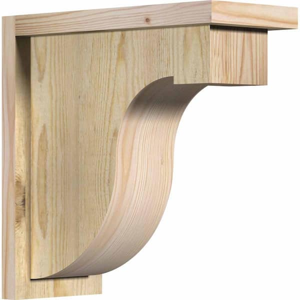 Ekena Millwork 6 in. x 14 in. x 14 in. Douglas Fir Del Monte Rough Sawn Corbel with Backplate