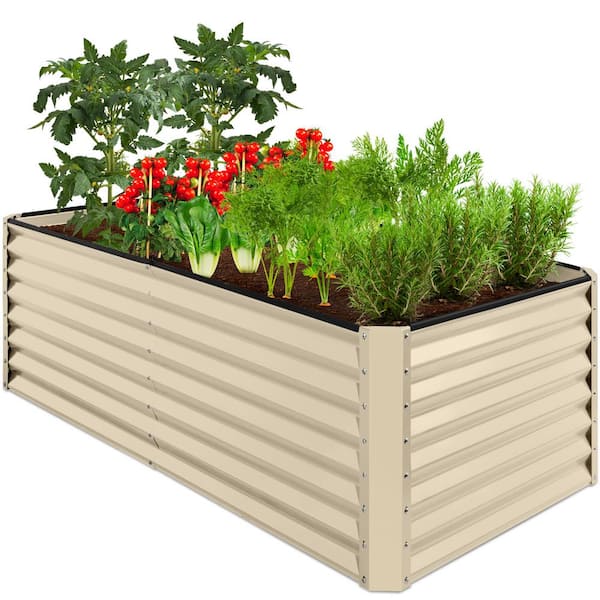 Best Choice Products 6 ft. x 3 ft. x 2 ft. Beige Outdoor Steel Raised Garden Bed Planter Box for Vegetables, Flowers, Herbs