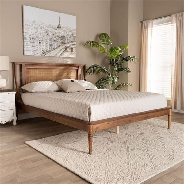 HOME IMPORTS EMPORIUM Brown Frame Queen Size Platform Bed, Durable Platform Bed for All Spaces, Space-Saving Modern Platform Bed