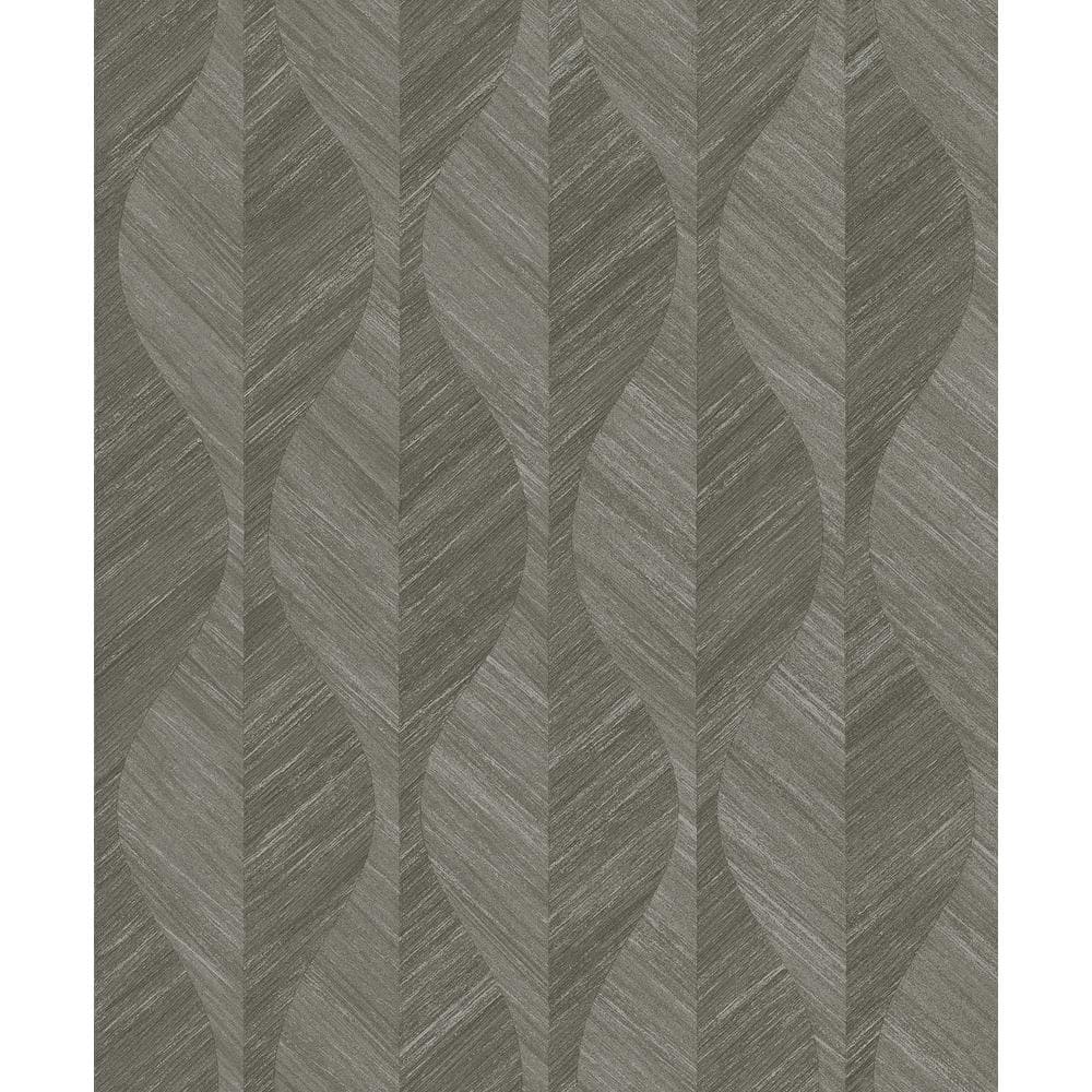 Oresome Dark Grey Ogee Vinyl Wallpaper Roll