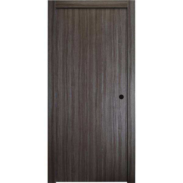 Belldinni 24 in. x 80 in. Paola Gray Oak Finished Left-Hand Textured Solid Core Composite Single Prehung Interior Door