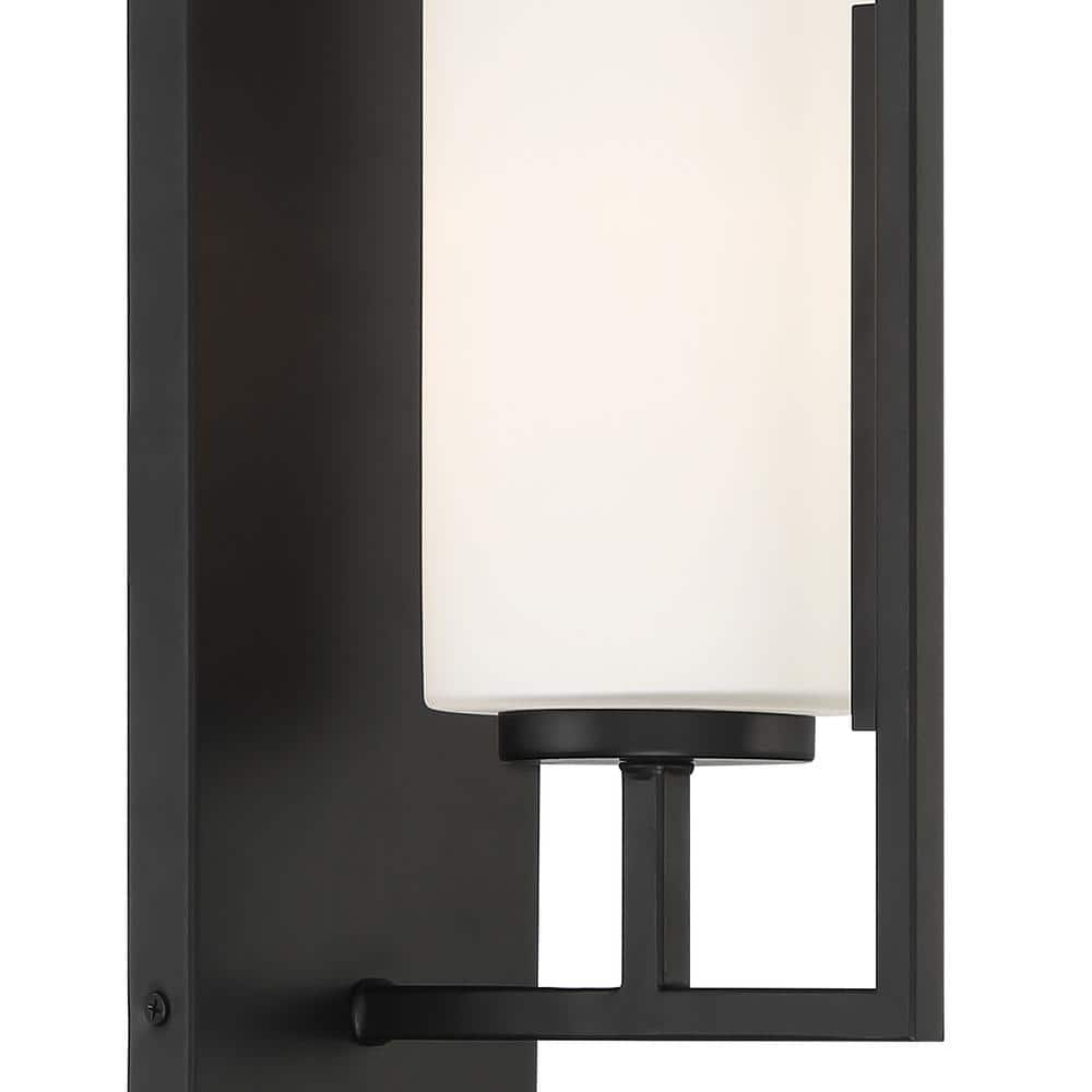 Cambria Modern Matte Black Wall Sconce with Etched Glass Shade