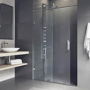 Ryland 62 to 64 in. W x 73 in. H Track Sliding Frameless Shower Door in Chrome with 3/8 in. (10mm) Clear Glass