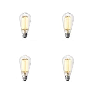 60-Watt Equivalent ST19 Dimmable Straight Filament Clear Glass E26 Vintage Edison LED Light Bulb Soft White (4-Pack)