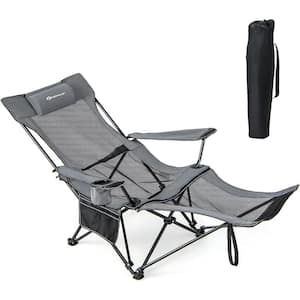 Camping Lounge Chair with Detachable Footrest Adjustable Backrest