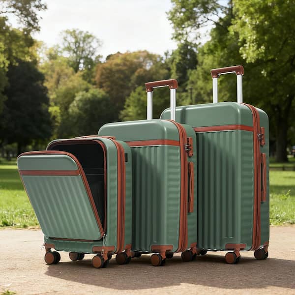 Merax 3 Bags 3-Piece Green ABS Hardshell Spinner Expandable