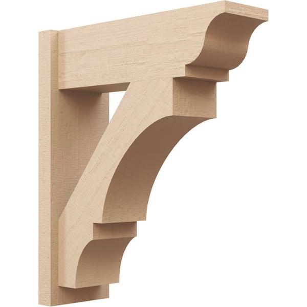 Ekena Millwork 8 in. x 28 in. x 24 in. Balboa Traditional Rough Cedar Woodgrain Timberthane Polyurethane Outlooker, Primed Tan