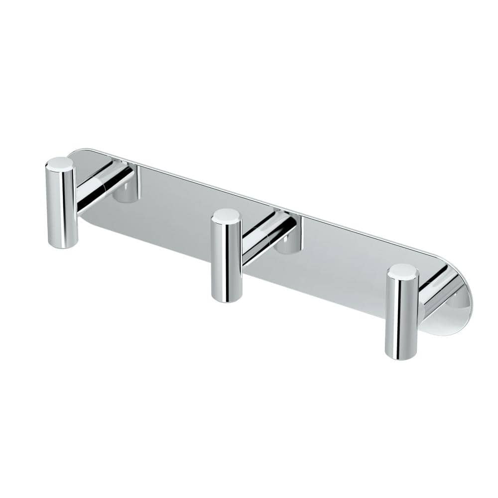 Chrome Triple Hook Wall Mounted Towel and Robe Rack