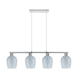 Bonares 1 33.5 in. W x 8.25 in. H 4-Light Chrome Linear Integrated LED Pendant Light with Clear Glass Crystal Shades