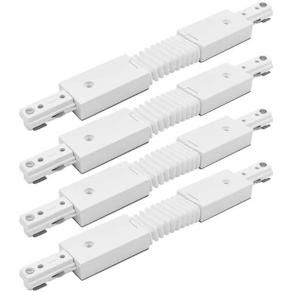 H Track Lighting Flexible Connector, Single Circuit 3-Wire Track Light Accessories, 120V Live Power Source, White 4 Pack