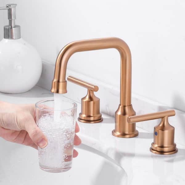 8 in. Widespread Double Handle Bathroom Faucet in Rose Gold
