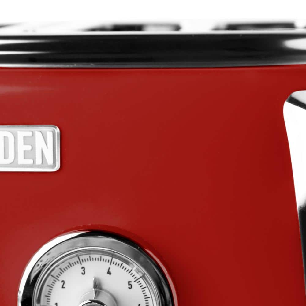 Rectory Red Stainless Steel 4-Slice Digital Toaster with Wide Slots