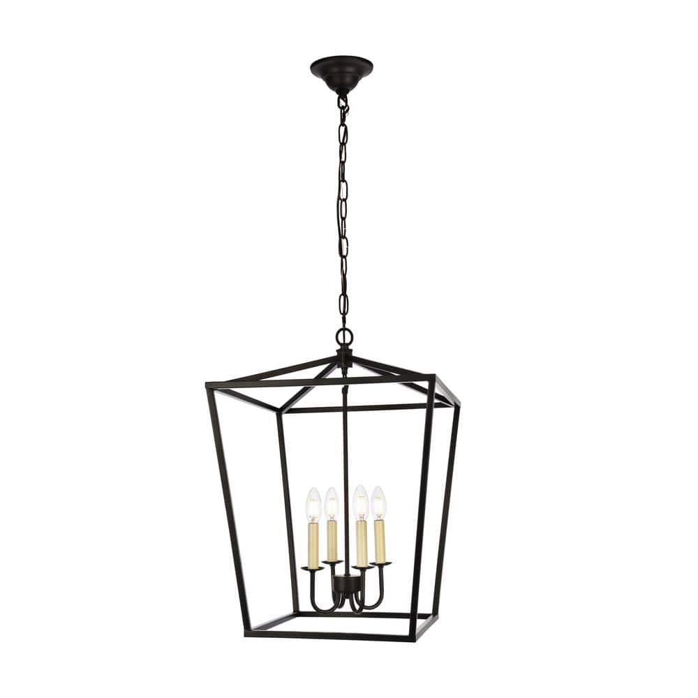 Timeless Home Mason 17 in. W x 24.25 in. H 4-Light Black Pendant