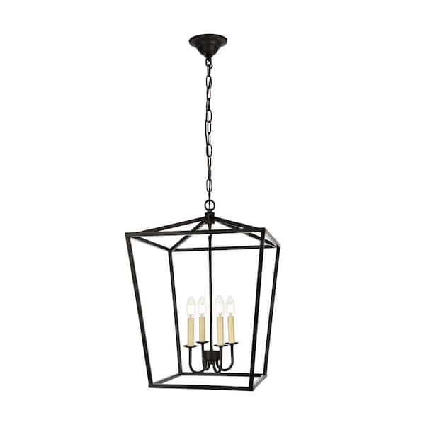 Unbranded Timeless Home Mason 17 in. W x 24.25 in. H 4-Light Black Pendant