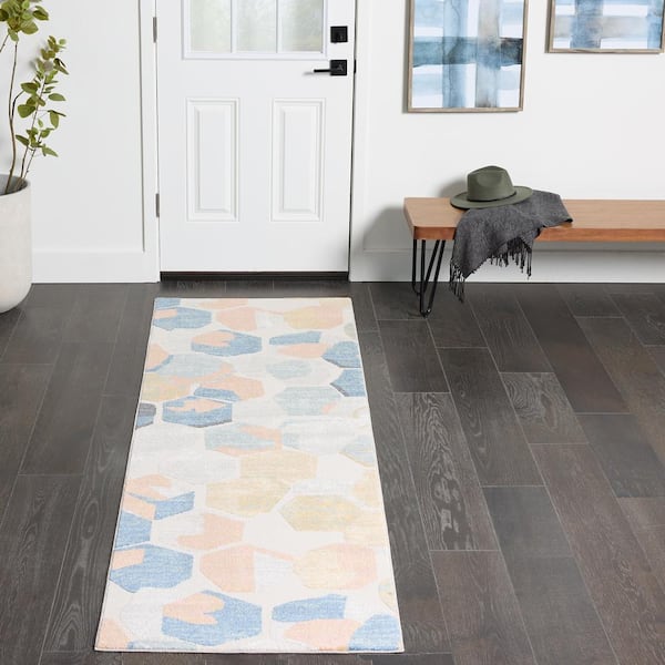 Maisie Navy and Cream 2.5 ft. x 8 ft. Kaleidoscope Geometric Runner Area Rug