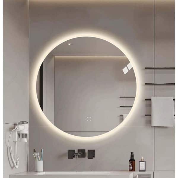 19.68 in W x 19.68 in. H Round LED Bathroom Mirrors, Anti-Fog, Dimmable, Wall-Mounted Vanity Mirror for Bathroom