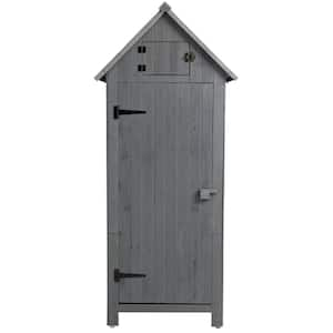 1.78 ft. W x 2.53 ft. D Gray Wood Shed with Single Door and Compartments (4.5 sq. ft.)