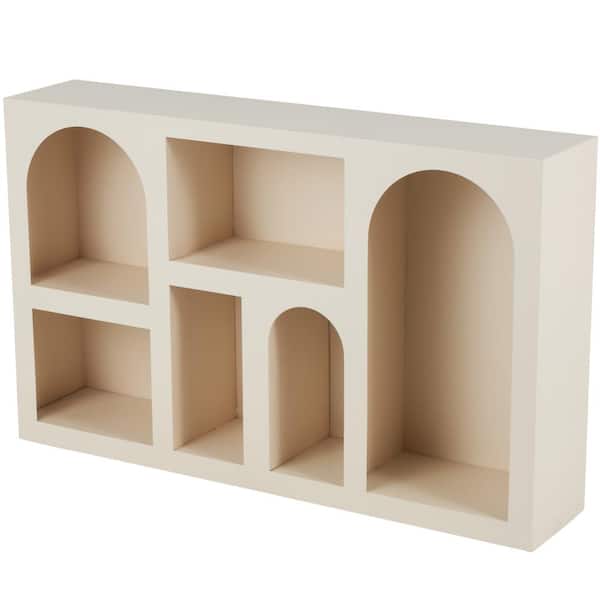 Celina 47 in. Rectangle Metal Stationary Cream Geometric Console Table