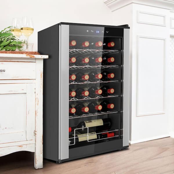 Koolatron 24 Bottle Dual Zone Wine Cooler, Black, 2.4 cu. ft