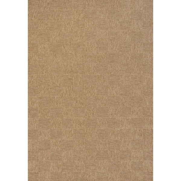 Mason Easy Jute Geometric Boho Checker Weave Natural 8 ft. x 10 ft. Indoor/Outdoor Area Rug