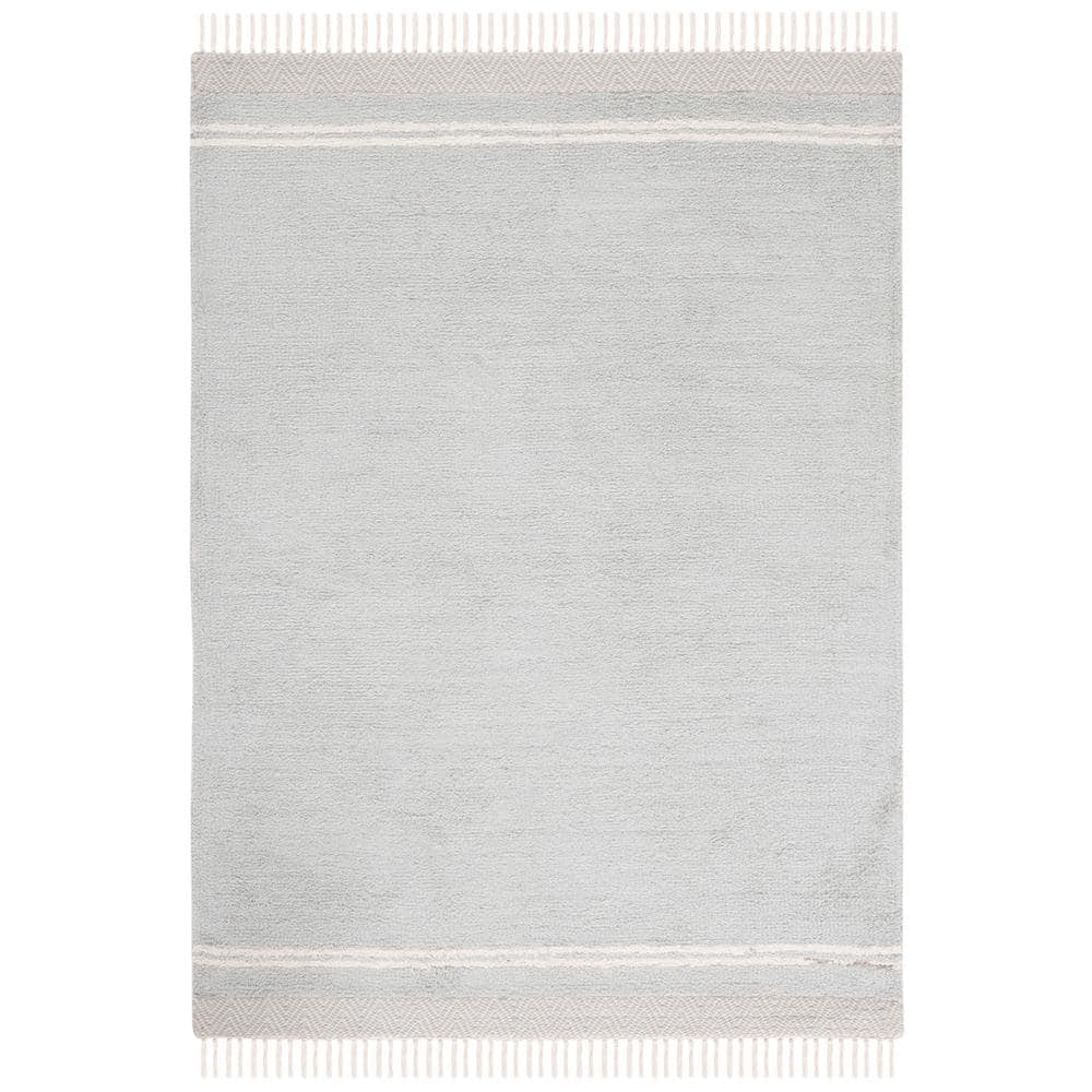 Classic Elegance 3' x 5' Light Blue & Ivory Hand-Knotted Area Rug